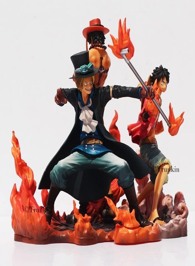 Trunkin One Piece Luffy Ace Sabo Action Figures | Set Of 3 Anime Figures Weeb Manga Toy Collectible Model Doll Toys | 3Pcsset Anime Polyvinyl Chloride Figurine,Multicolor - Image 4